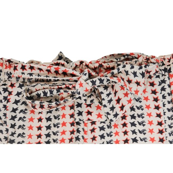 Isabell Marant Etoile Star Bird Print Mel Shorts Size 38 Cream Red Silk - Picture 3 of 11